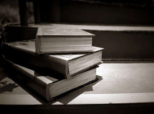 books on stairs