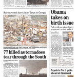 April 27 tornadoes: national newspaper front pages