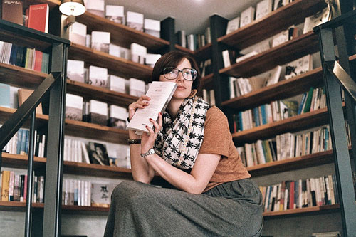 woman in bookstore